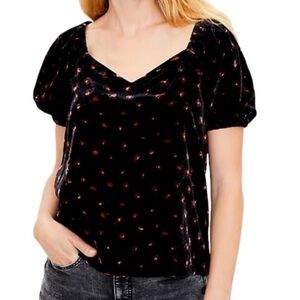 LOFT Black and Red Floral Blouse
